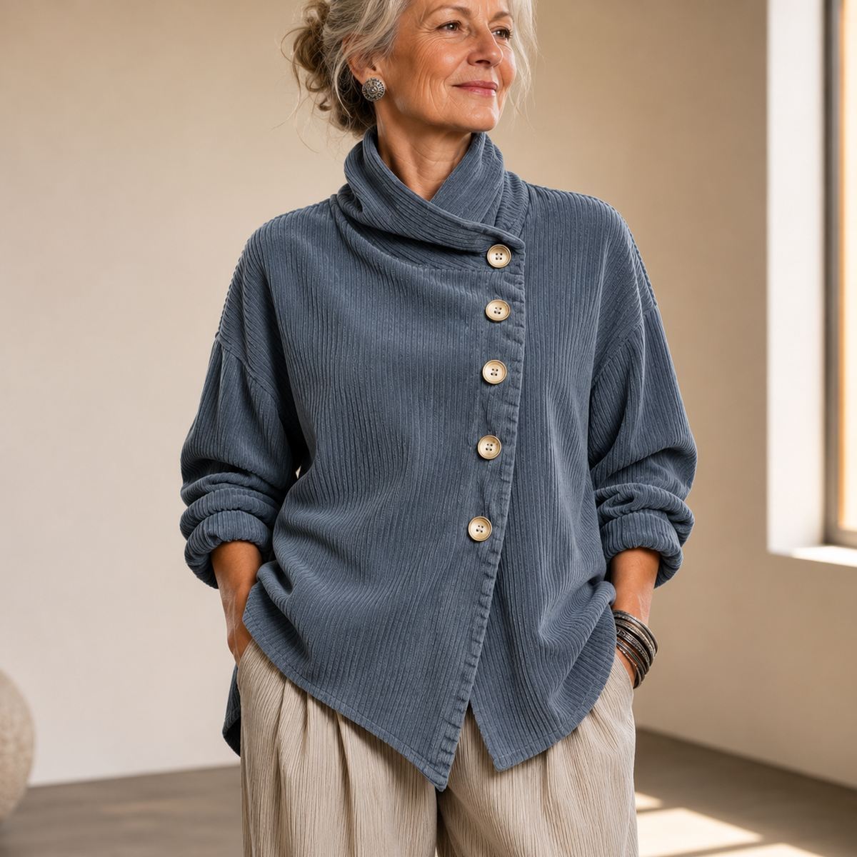 Tina | Asymmetric Corduroy Top