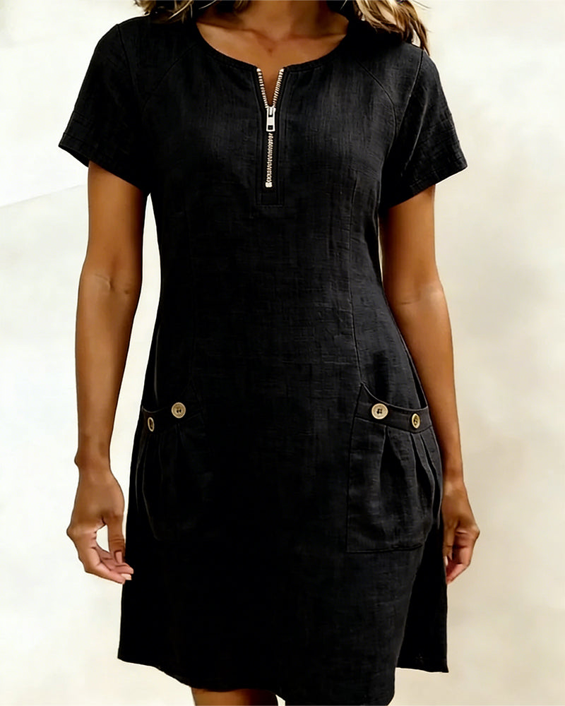 Aisley™ |  Cotton Dress with Zip Closure