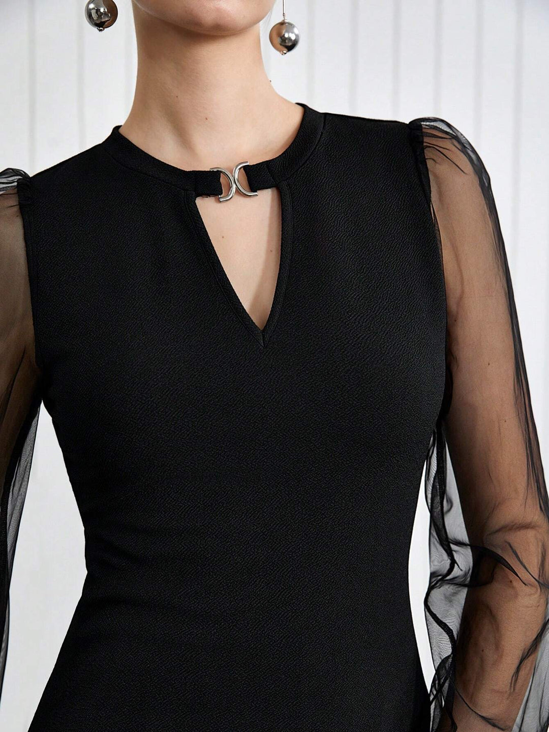 Women’s Mesh Patchwork Solid Color Blouse – Urban Commute Top