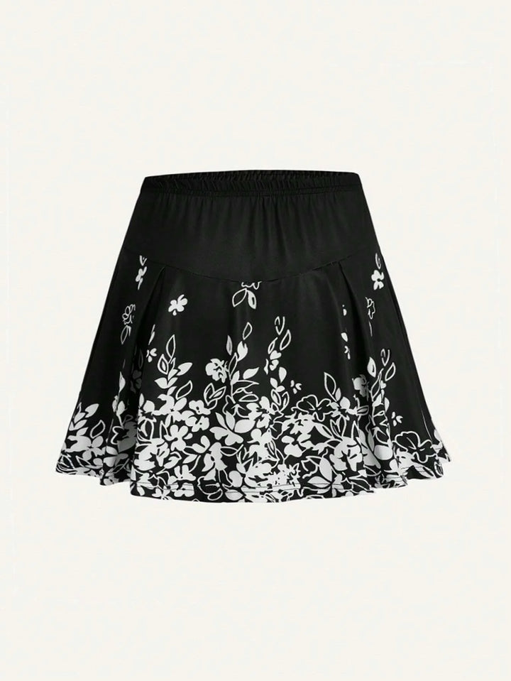 Casual High-Waisted A-Line Skirt With Floral Print For Summer