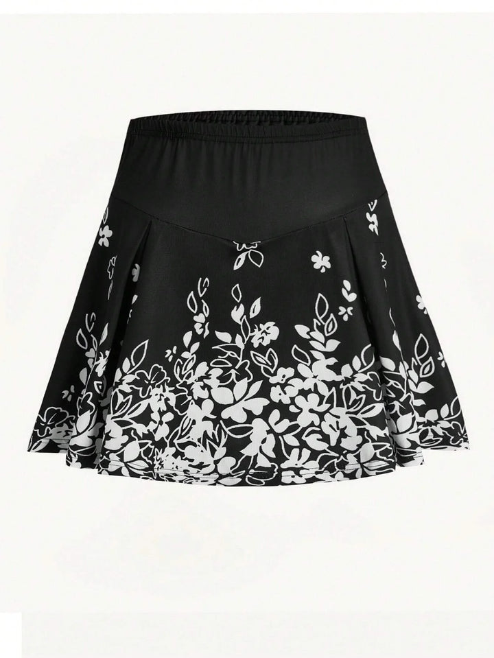 Casual High-Waisted A-Line Skirt With Floral Print For Summer