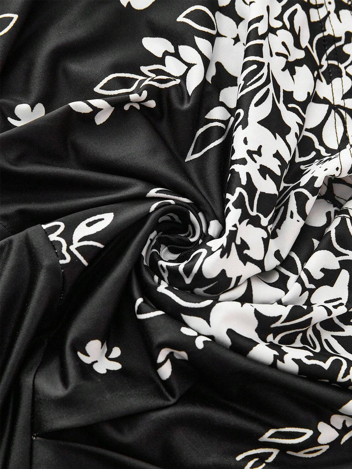 Casual High-Waisted A-Line Skirt With Floral Print For Summer
