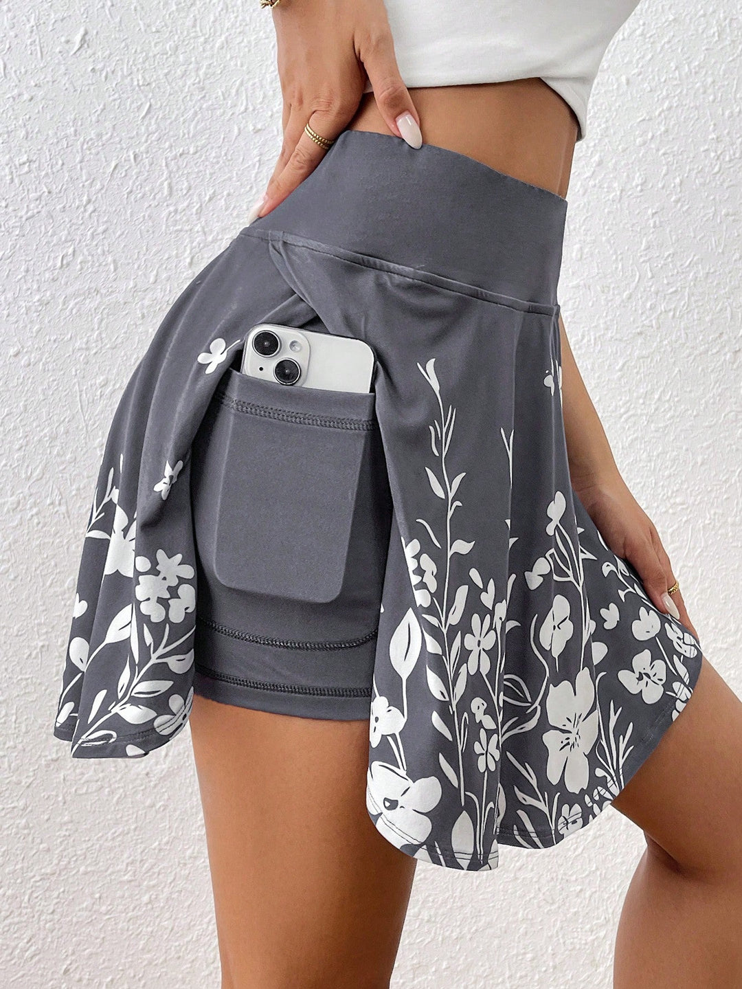 Women's Summer Casual Solid High Waist Skort With Essence