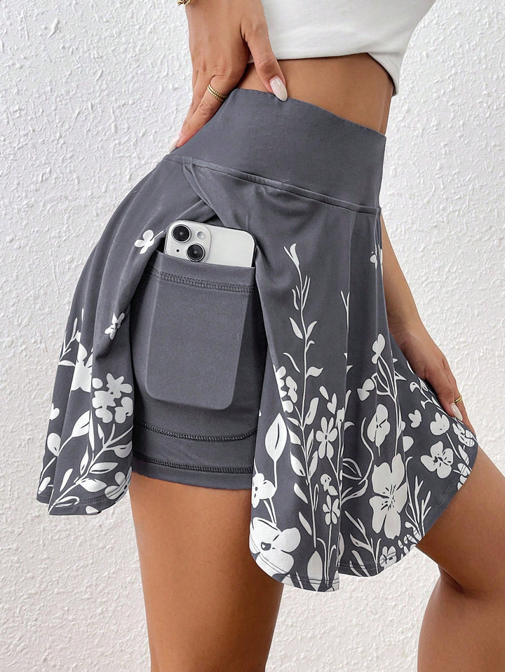 Women's Summer Casual Solid High Waist Skort With Essence