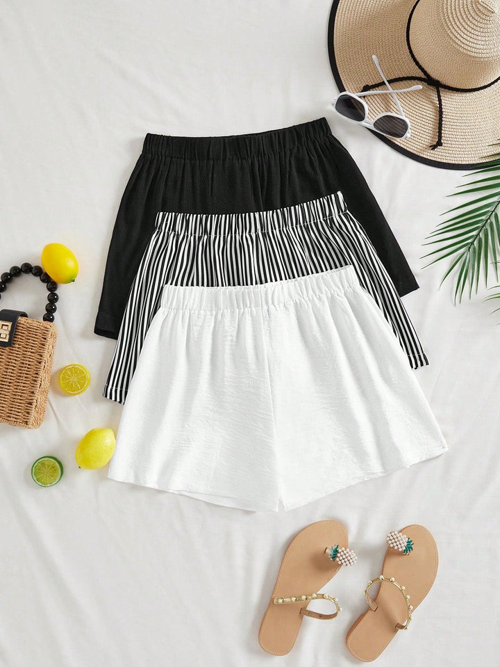 3pcs High Waisted Loose Women Shorts Summer Beach Vacation Boho Festival Wear
