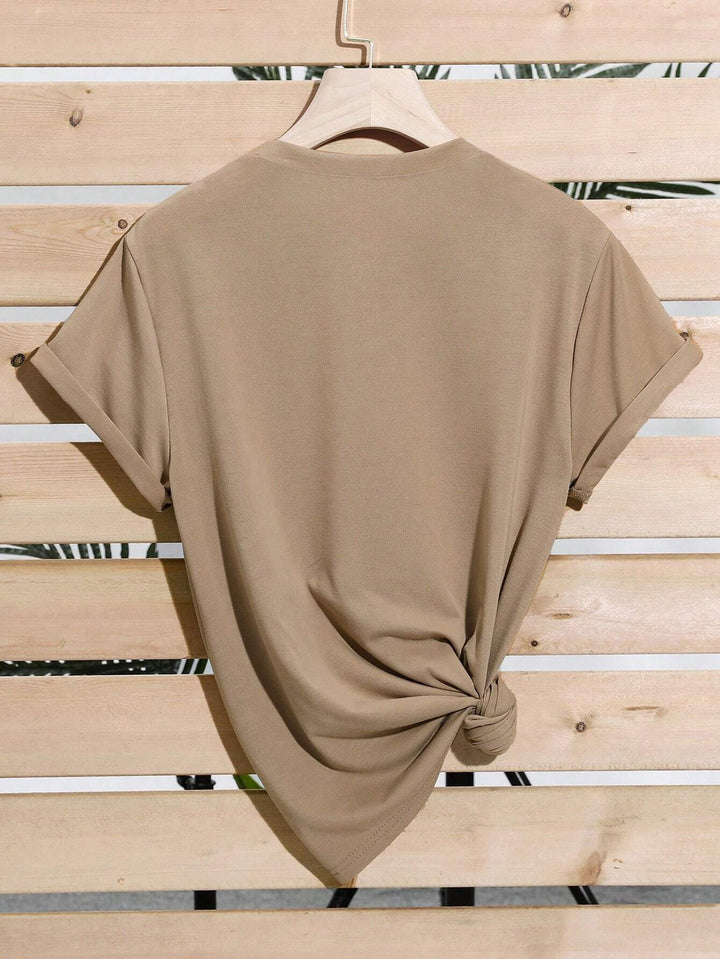 Women's Simple Printed Round Neck Short Sleeve Summer T-Shirt