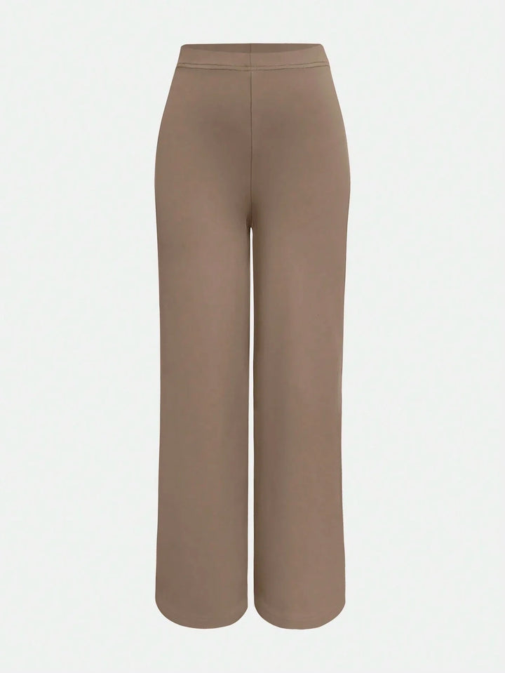 Women’s High Waisted Elastic Straight Leg Pants – Fashion Long Trousers