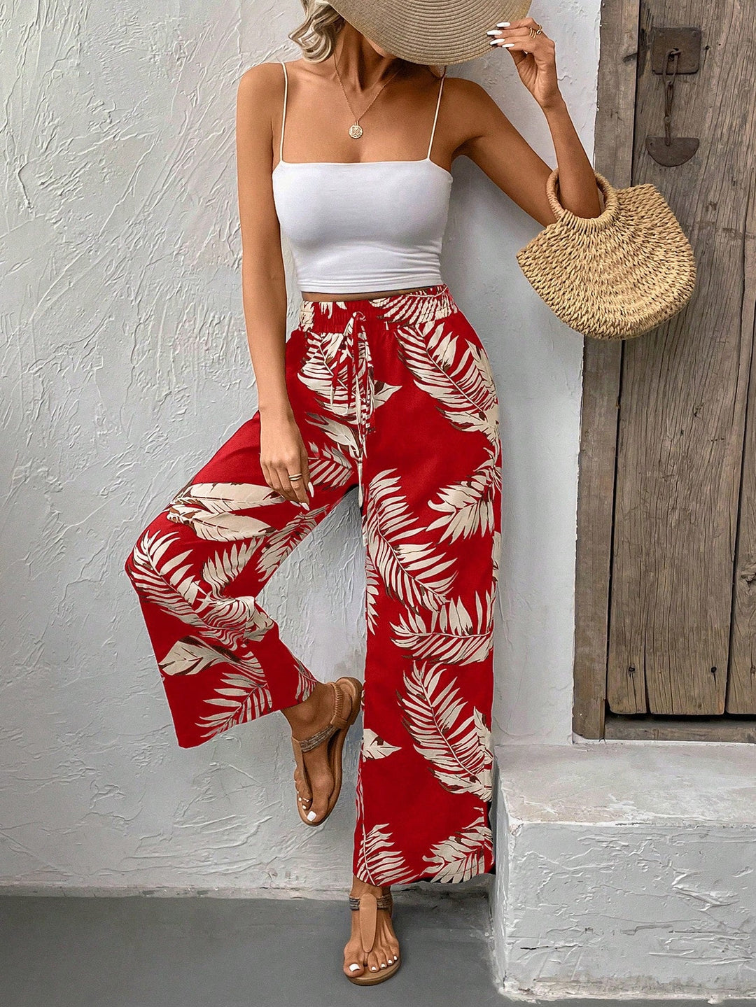 Women’s Front Wide Leg Casual Pants Blue Chic Vacation Resort Wear