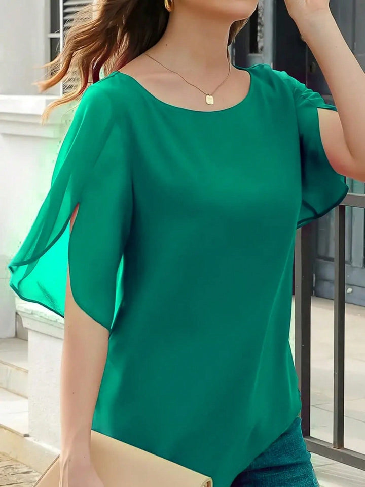 Women Casual Solid Color Minimalist Commute Shirt Top