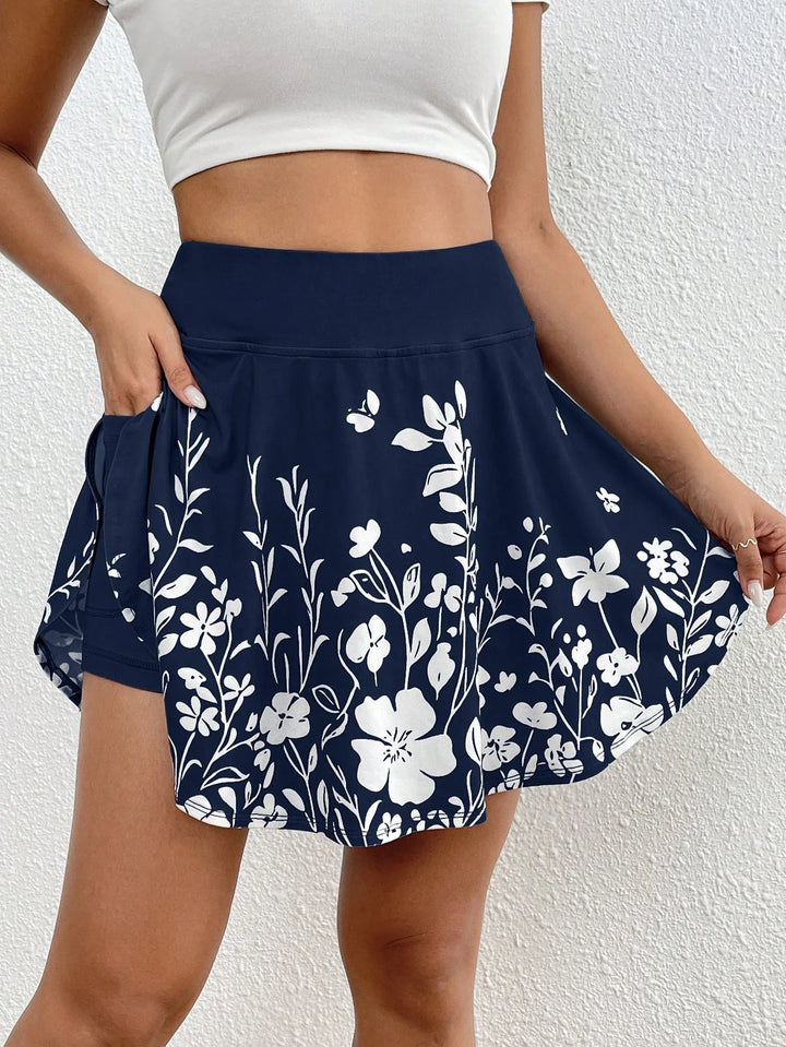 Women's Summer Casual Solid High Waist Skort With Essence
