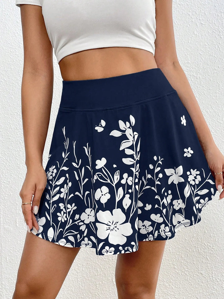 Women's Summer Casual Solid High Waist Skort With Essence
