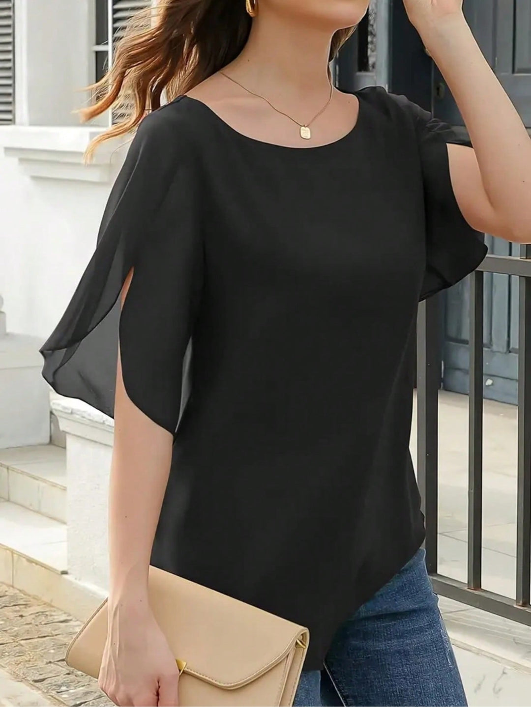 Women Casual Solid Color Minimalist Commute Shirt Top
