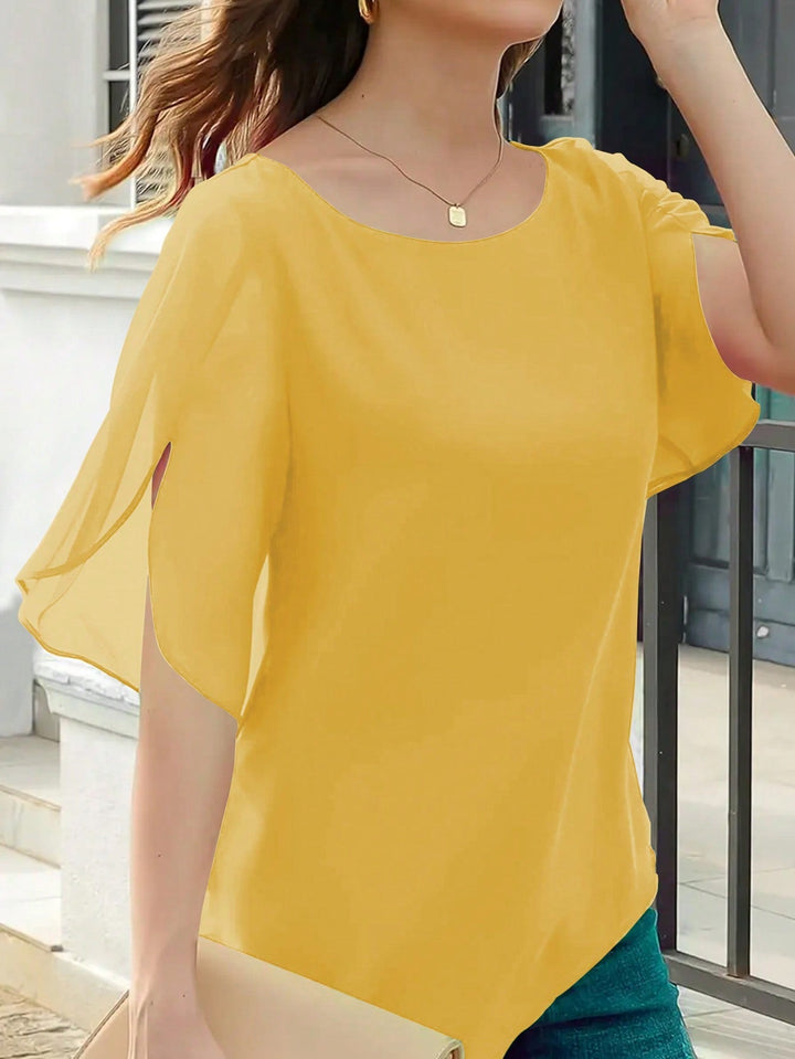 Women Casual Solid Color Minimalist Commute Shirt Top