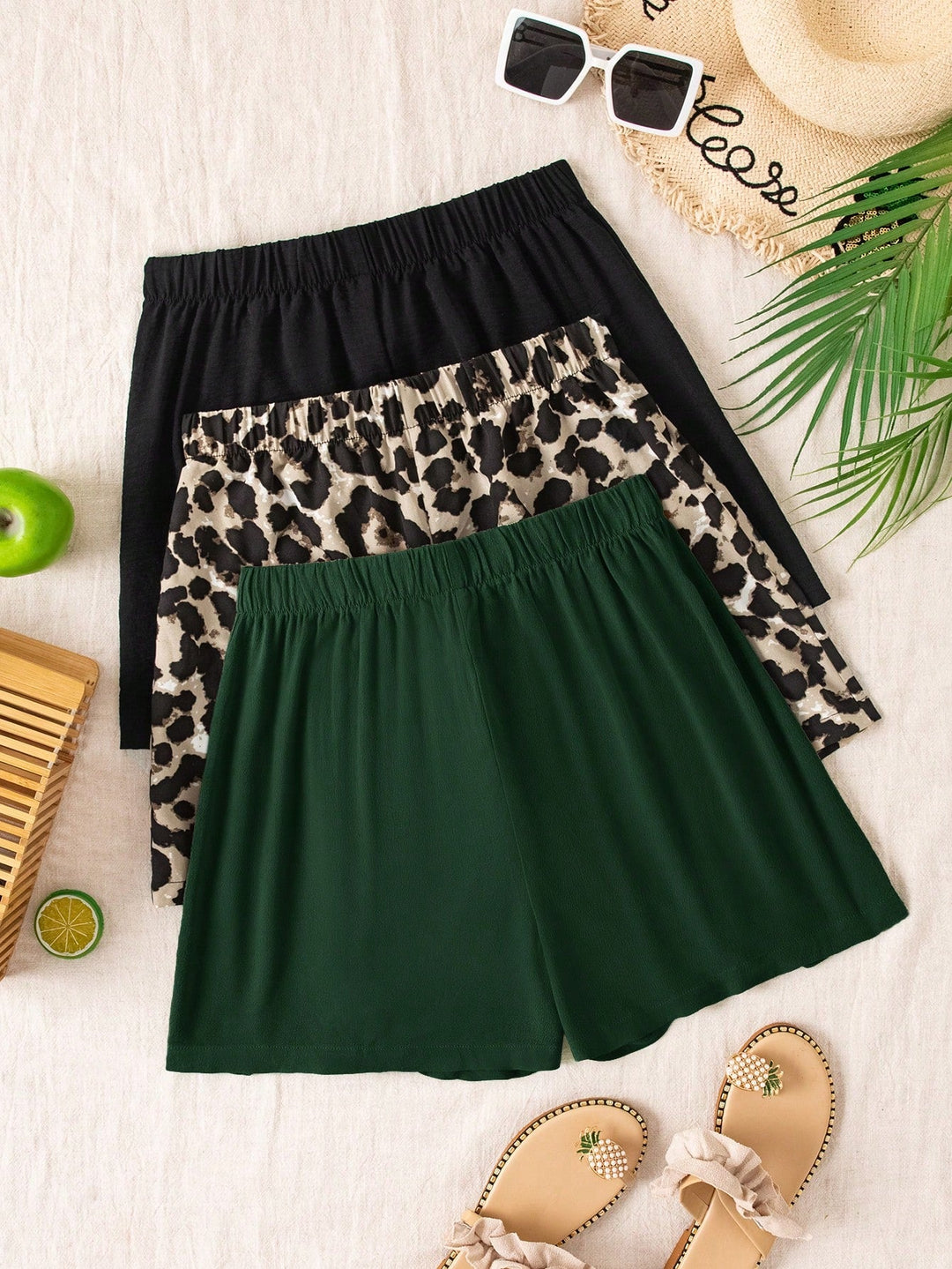 3pcs High Waisted Loose Women Shorts Summer Beach Vacation Boho Festival Wear