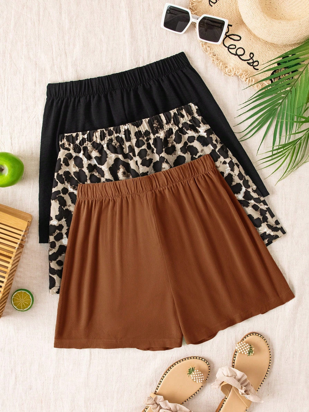 3pcs High Waisted Loose Women Shorts Summer Beach Vacation Boho Festival Wear
