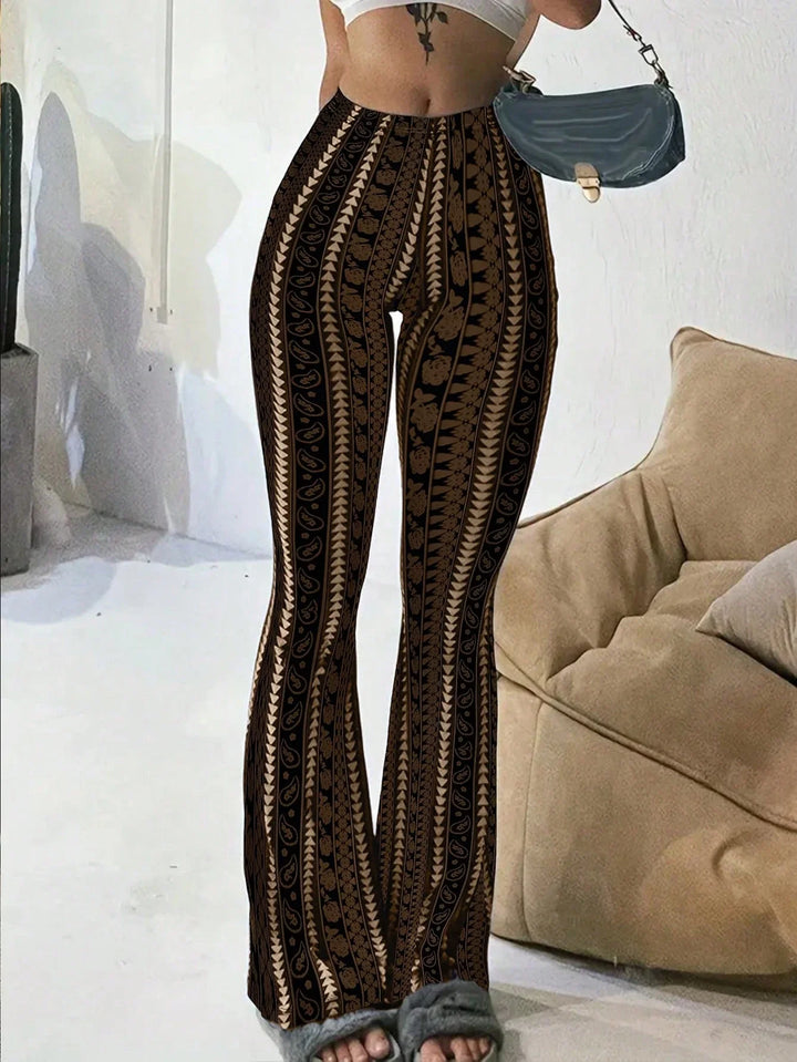 Women’s Geometric Print Casual Leggings – Elegant Slim Fit Style