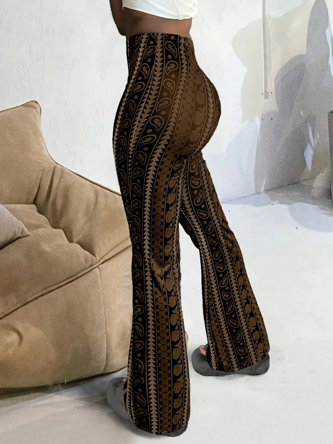 Women’s Geometric Print Casual Leggings – Elegant Slim Fit Style