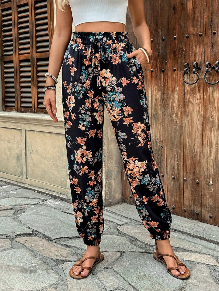Women’s Casual Tropical Cinched Hem Pants