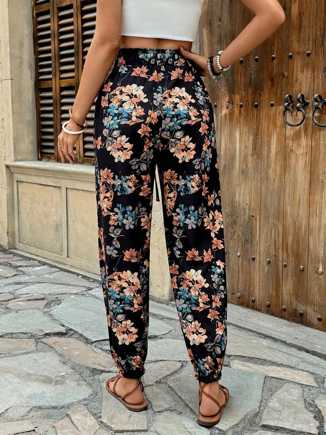 Women’s Casual Tropical Cinched Hem Pants