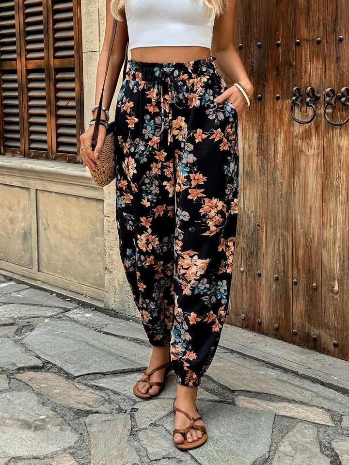 Women’s Casual Tropical Cinched Hem Pants