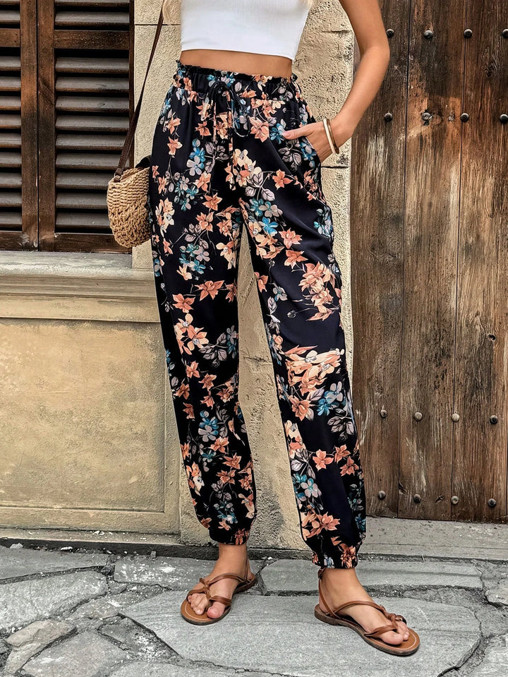 Women’s Casual Tropical Cinched Hem Pants