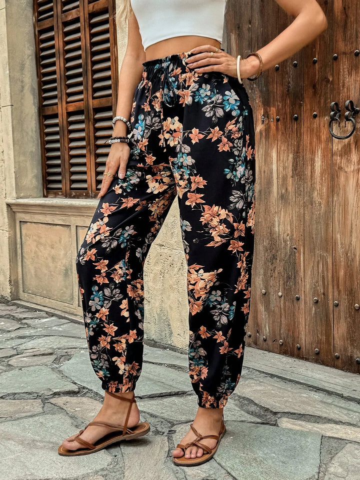 Women’s Casual Tropical Cinched Hem Pants