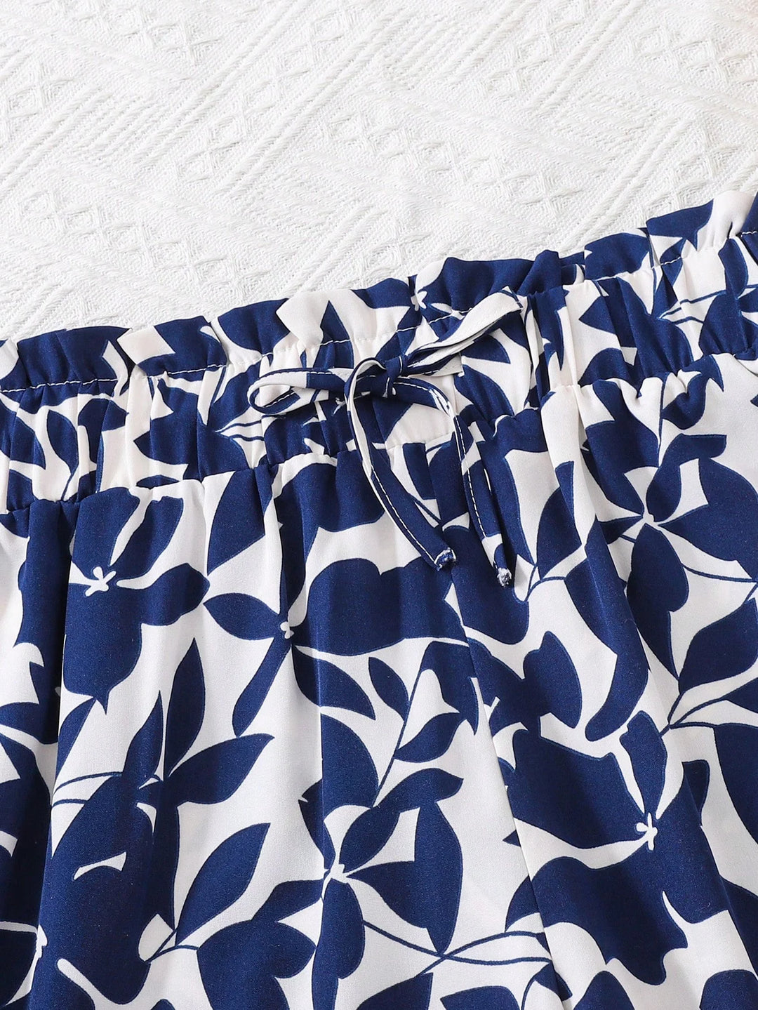 Girls High Waist Leaf Print Wide Leg Casual Resort Pants