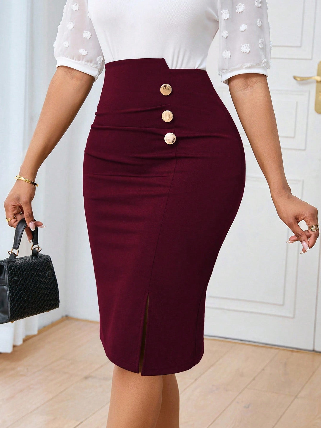 Lunelith SHEIN Lunessa Women's Solid Color Casual Skirt