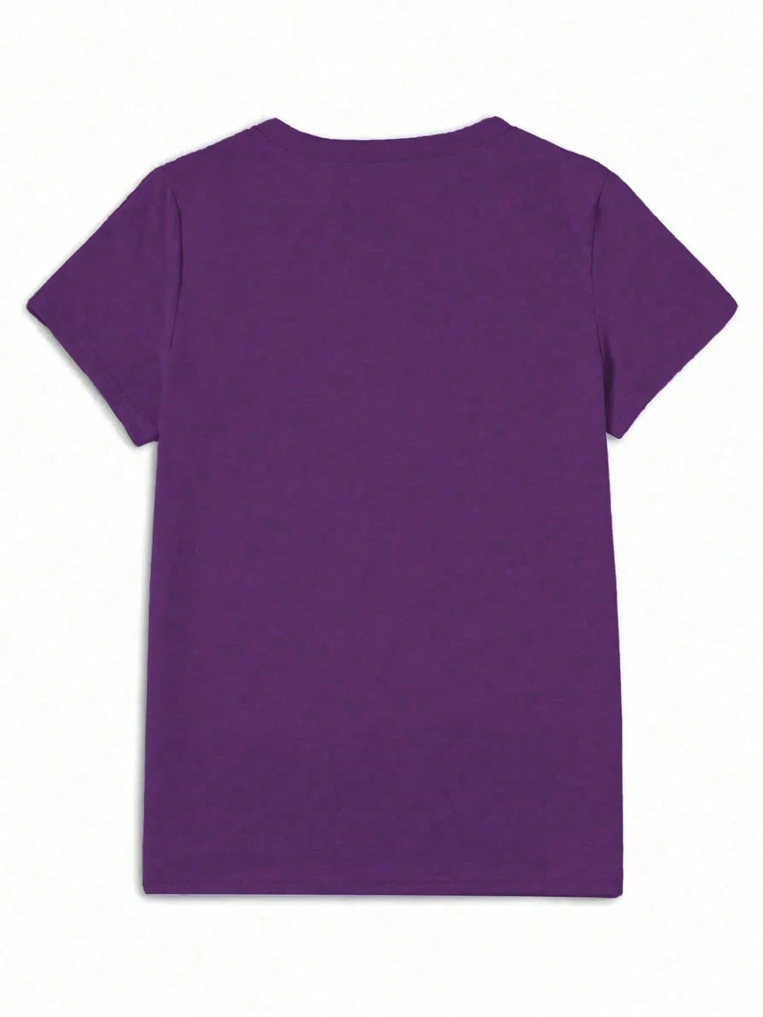 Women Purple Floral Print Round Neck Short Sleeve T-Shirt Summer Top