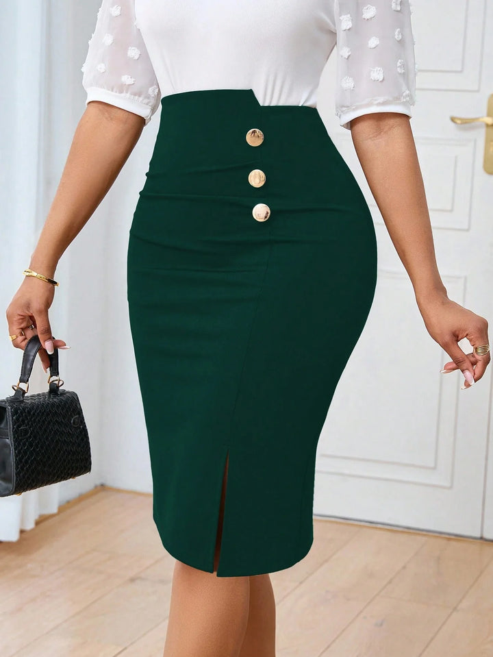 Lunelith SHEIN Lunessa Women's Solid Color Casual Skirt
