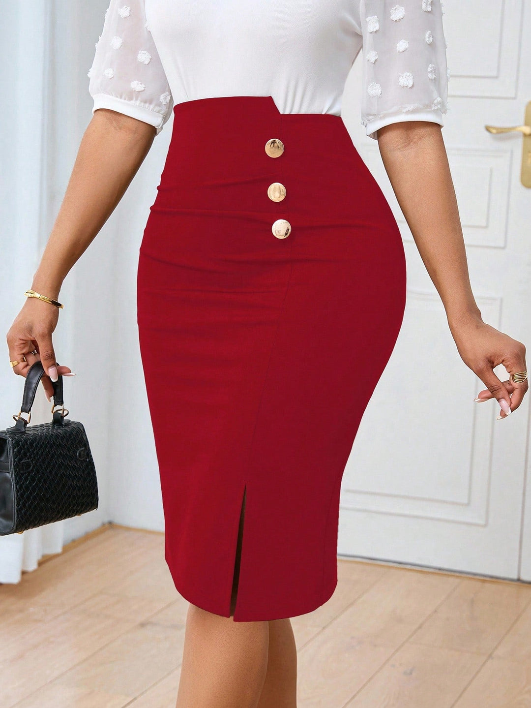 Lunelith SHEIN Lunessa Women's Solid Color Casual Skirt