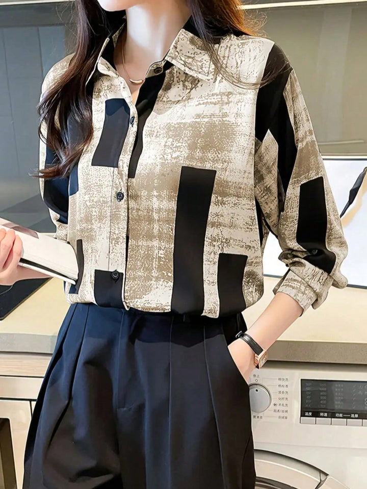 Women’s Mesh Patchwork Solid Color Blouse – Urban Commute Top