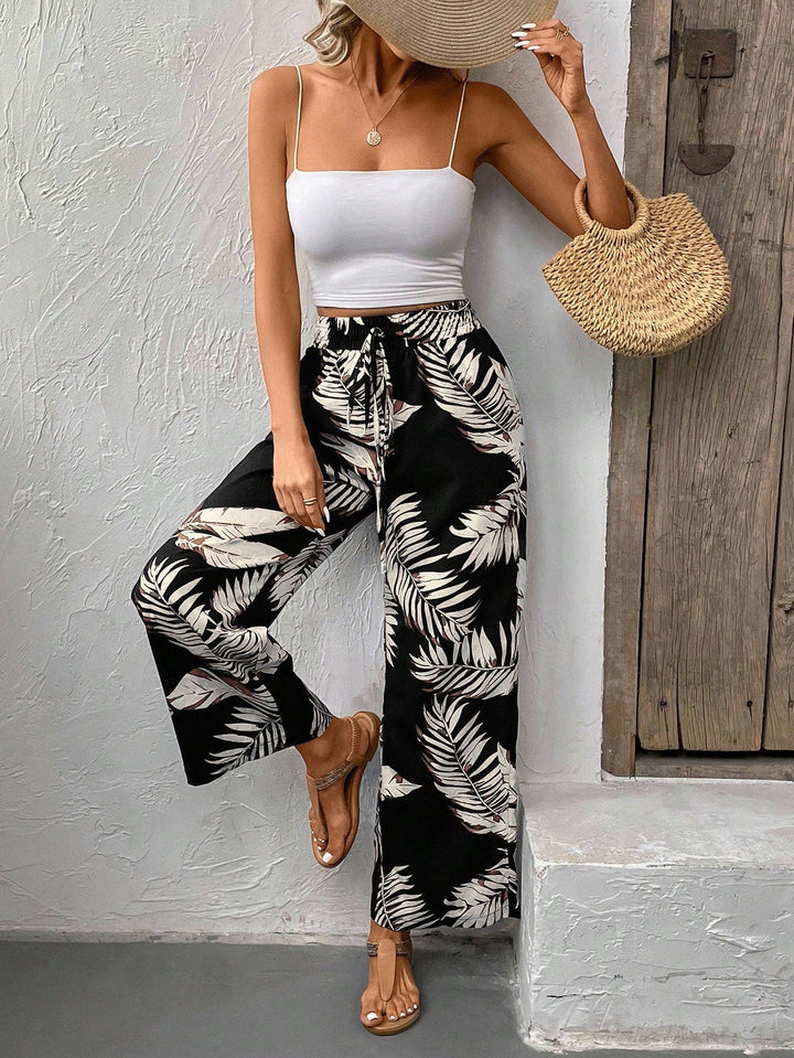 Women’s Front Wide Leg Casual Pants Blue Chic Vacation Resort Wear