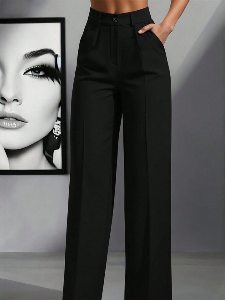 Women’s High Waist Pleated Trousers – Loose Fit Casual Style