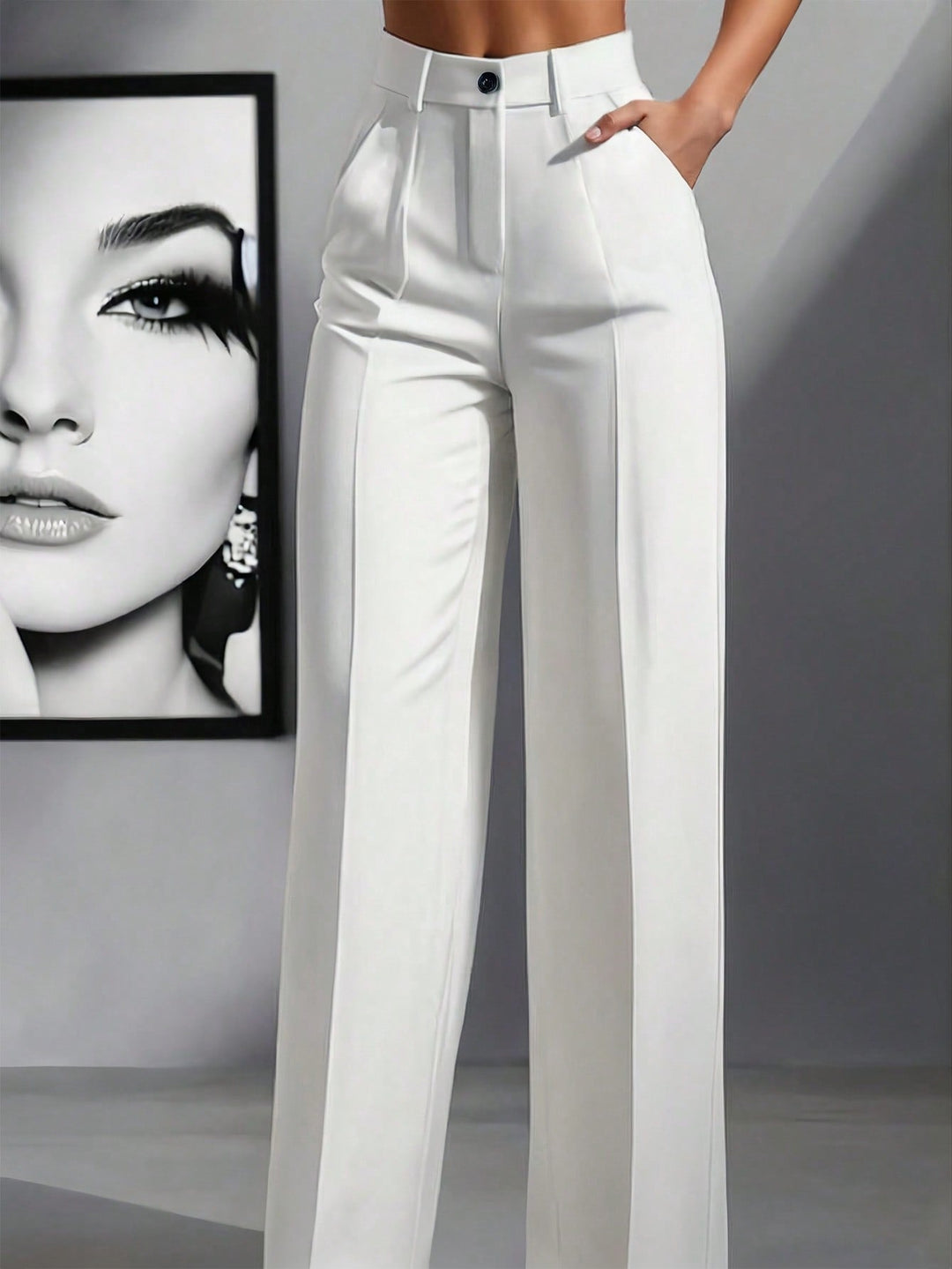 Women’s High Waist Pleated Trousers – Loose Fit Casual Style