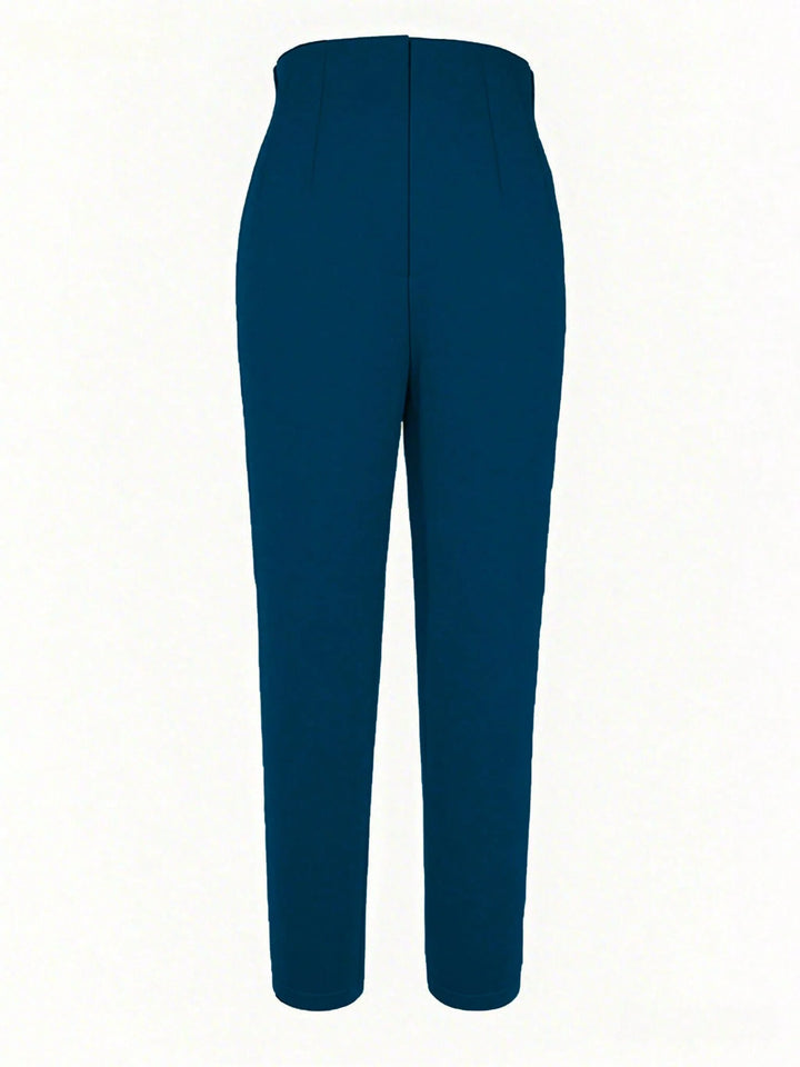 Women’s Waist Slim Fit Cropped Pants – Solid Color Casual