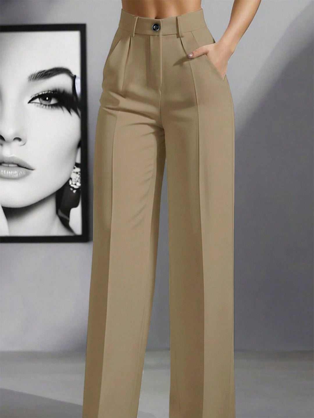Women’s High Waist Pleated Trousers – Loose Fit Casual Style