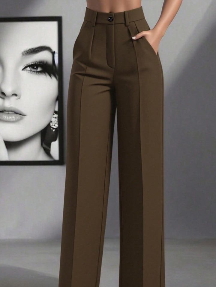 Women’s High Waist Pleated Trousers – Loose Fit Casual Style