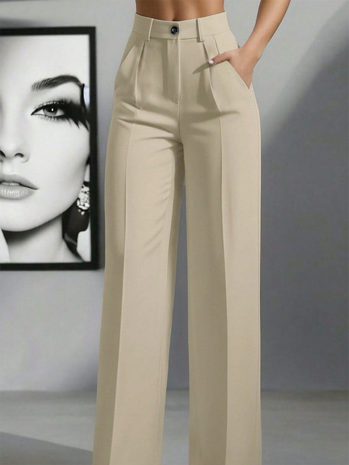 Women’s High Waist Pleated Trousers – Loose Fit Casual Style