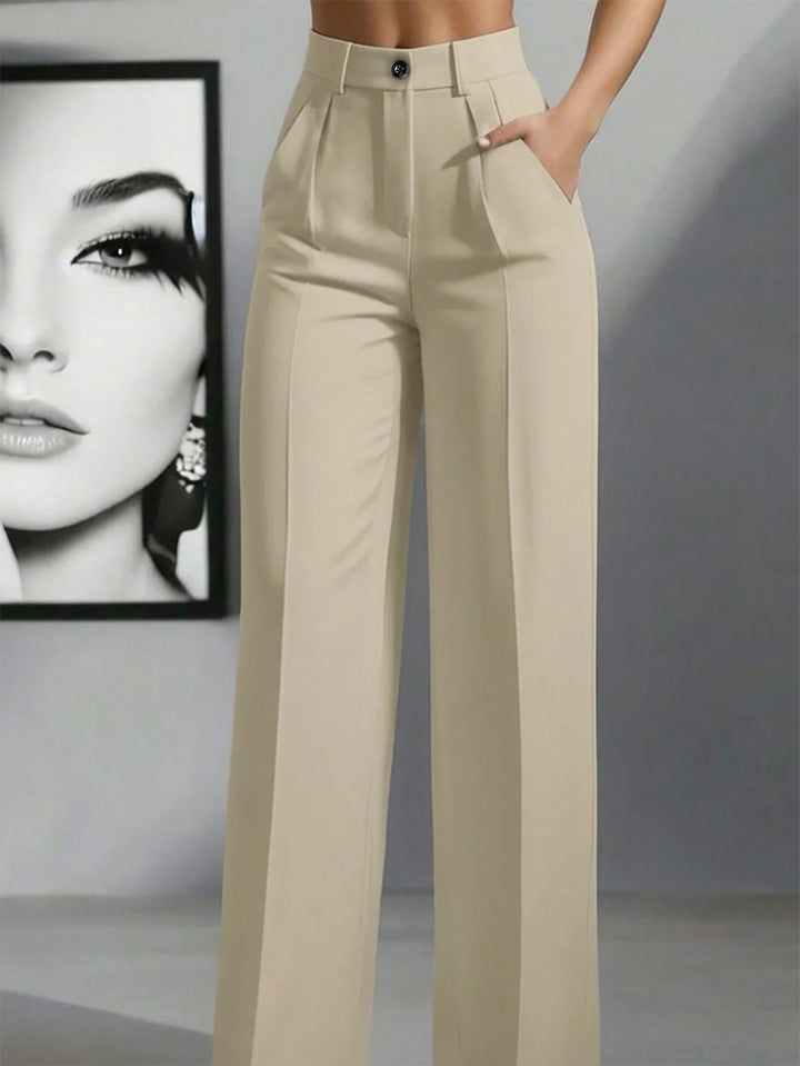 Women’s High Waist Pleated Trousers – Loose Fit Casual Style
