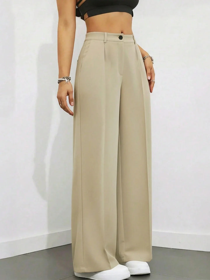 Women’s High Waist Pleated Trousers – Loose Fit Casual Style