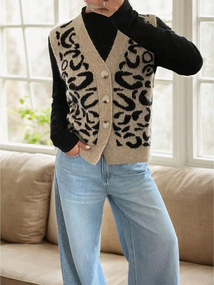 Womens Casual V-Neck Button Up Long Sleeve Knit Cardigan Vest Top Autumn Outerwear