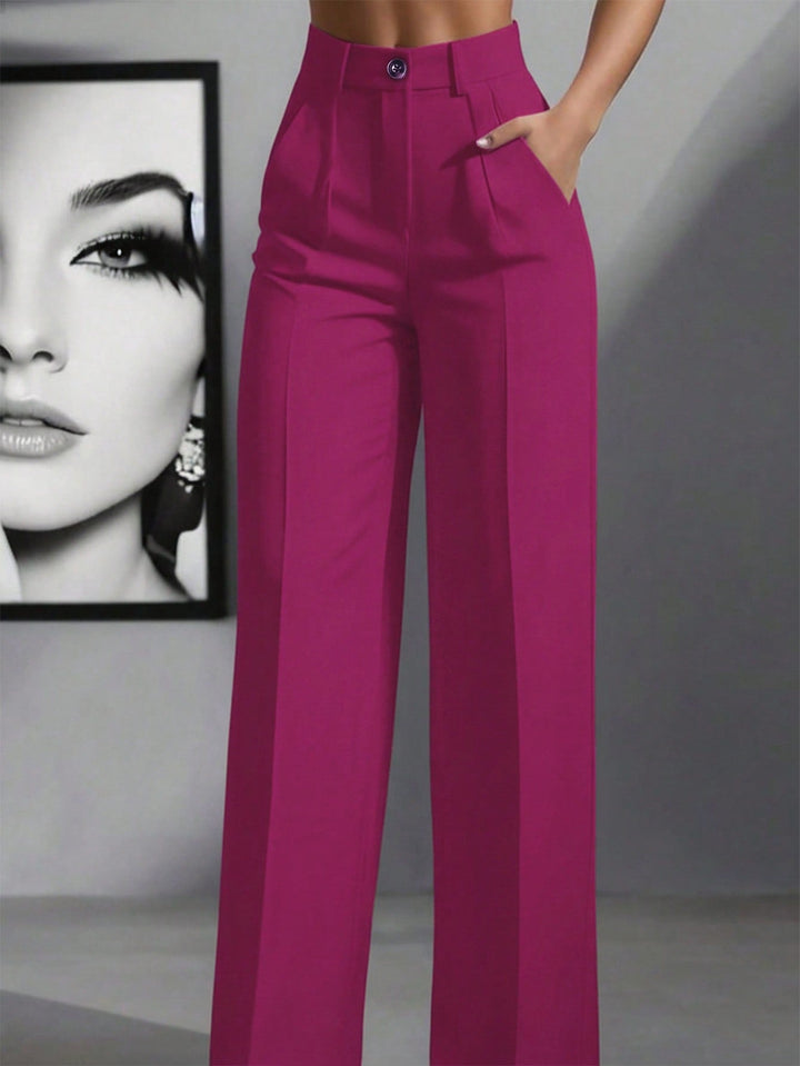 Women’s High Waist Pleated Trousers – Loose Fit Casual Style
