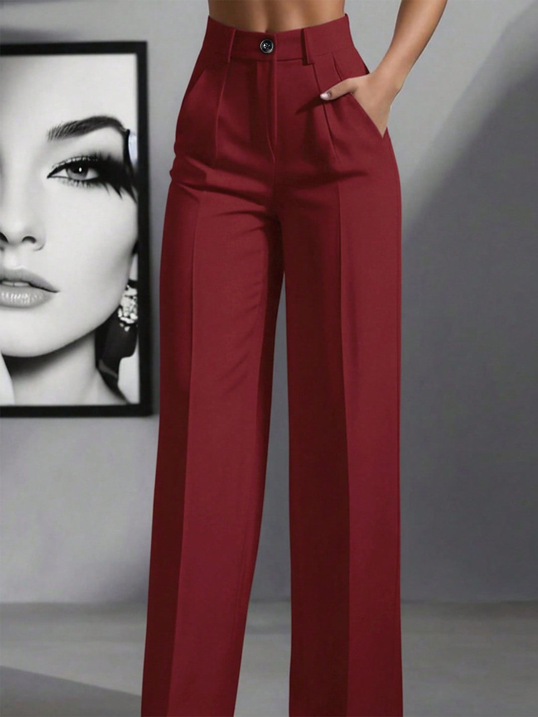 Women’s High Waist Pleated Trousers – Loose Fit Casual Style
