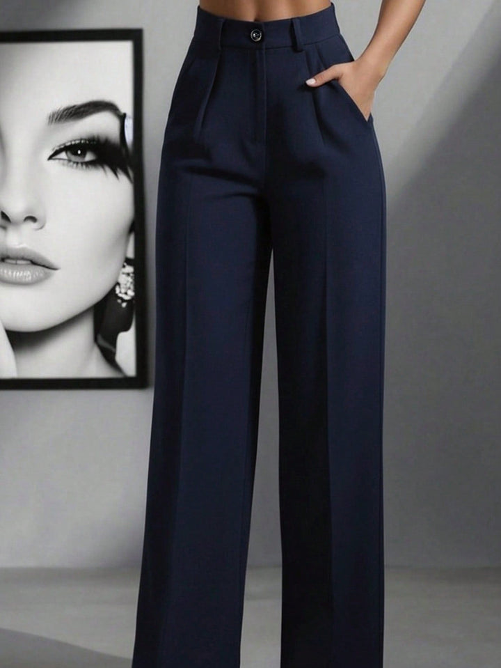 Women’s High Waist Pleated Trousers – Loose Fit Casual Style