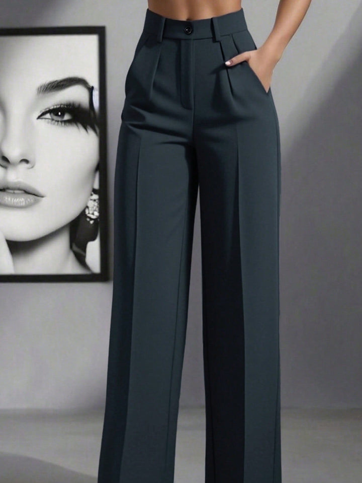 Women’s High Waist Pleated Trousers – Loose Fit Casual Style
