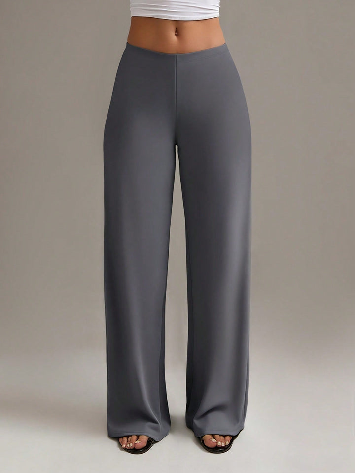 Women’s High Waisted Elastic Straight Leg Pants – Fashion Long Trousers