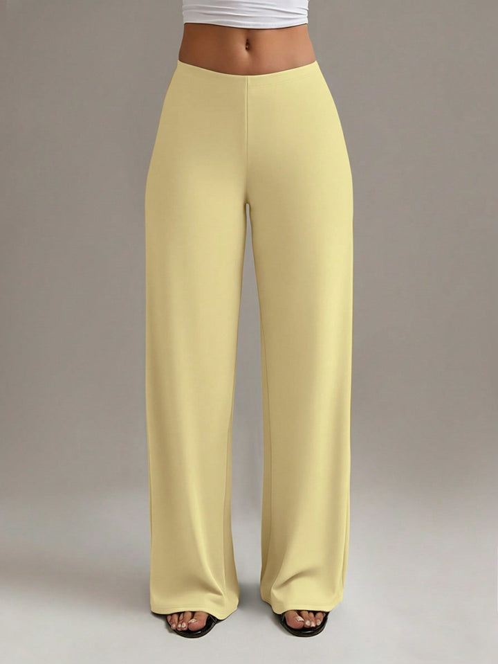 Women’s High Waisted Elastic Straight Leg Pants – Fashion Long Trousers