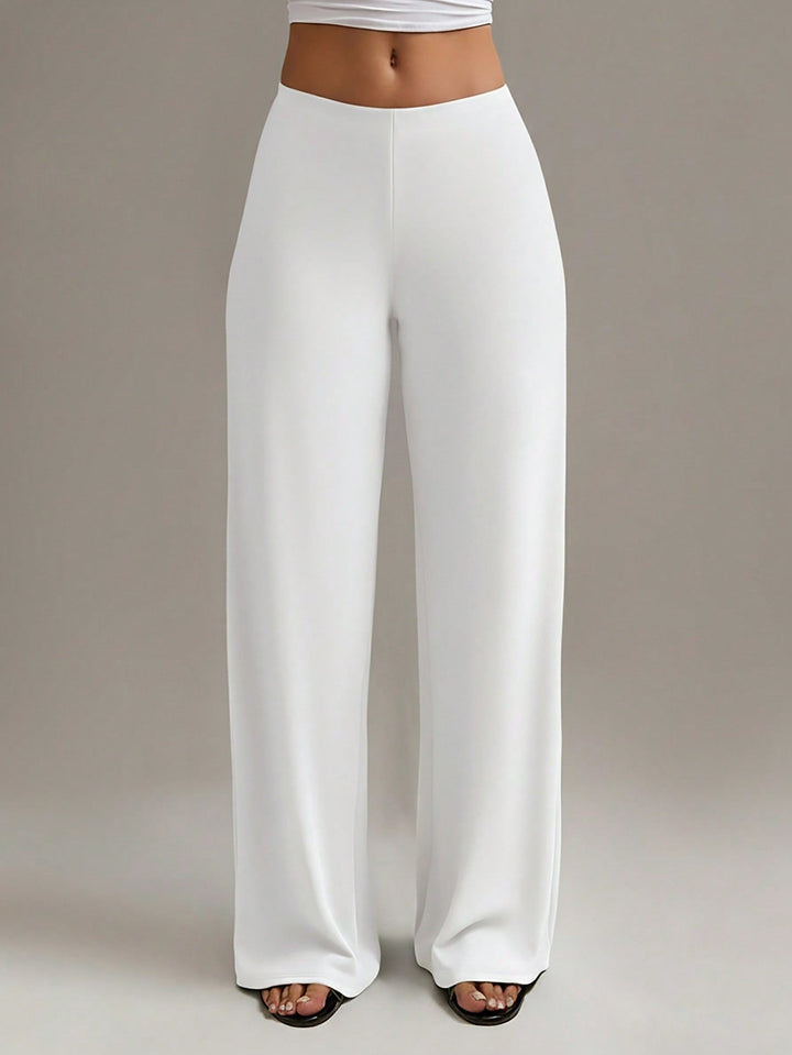 Women’s High Waisted Elastic Straight Leg Pants – Fashion Long Trousers