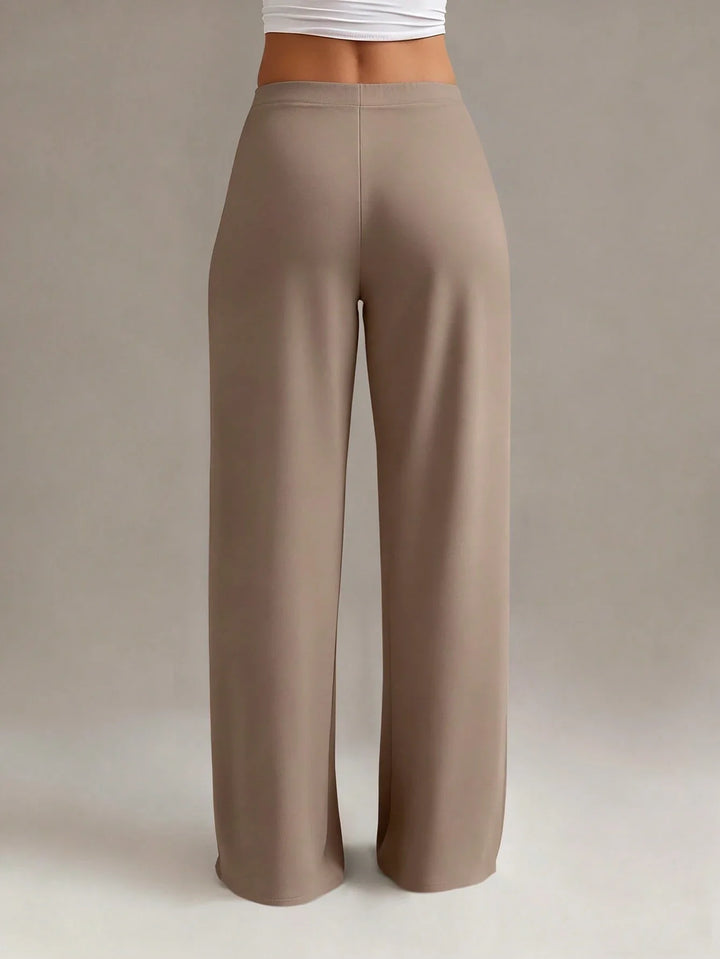 Women’s High Waisted Elastic Straight Leg Pants – Fashion Long Trousers